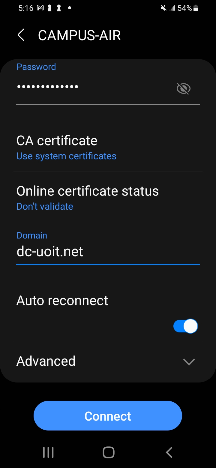 configuring wireless access for android step 2